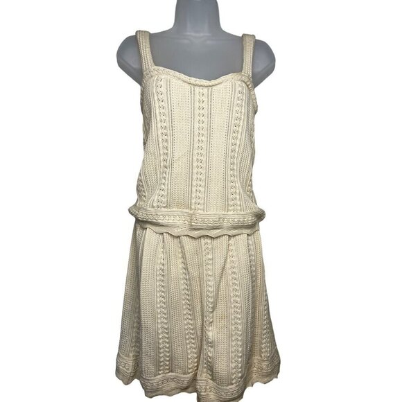 NEW What Comes Around Goes Around SZ M Knit Crochet Pima Cotton Top/Skirt Set - Picture 1 of 16